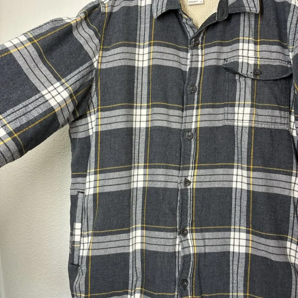 The North Face Jacket Mens 2XL Gray Plaid Sherpa Lined Flannel Shirt Jacket